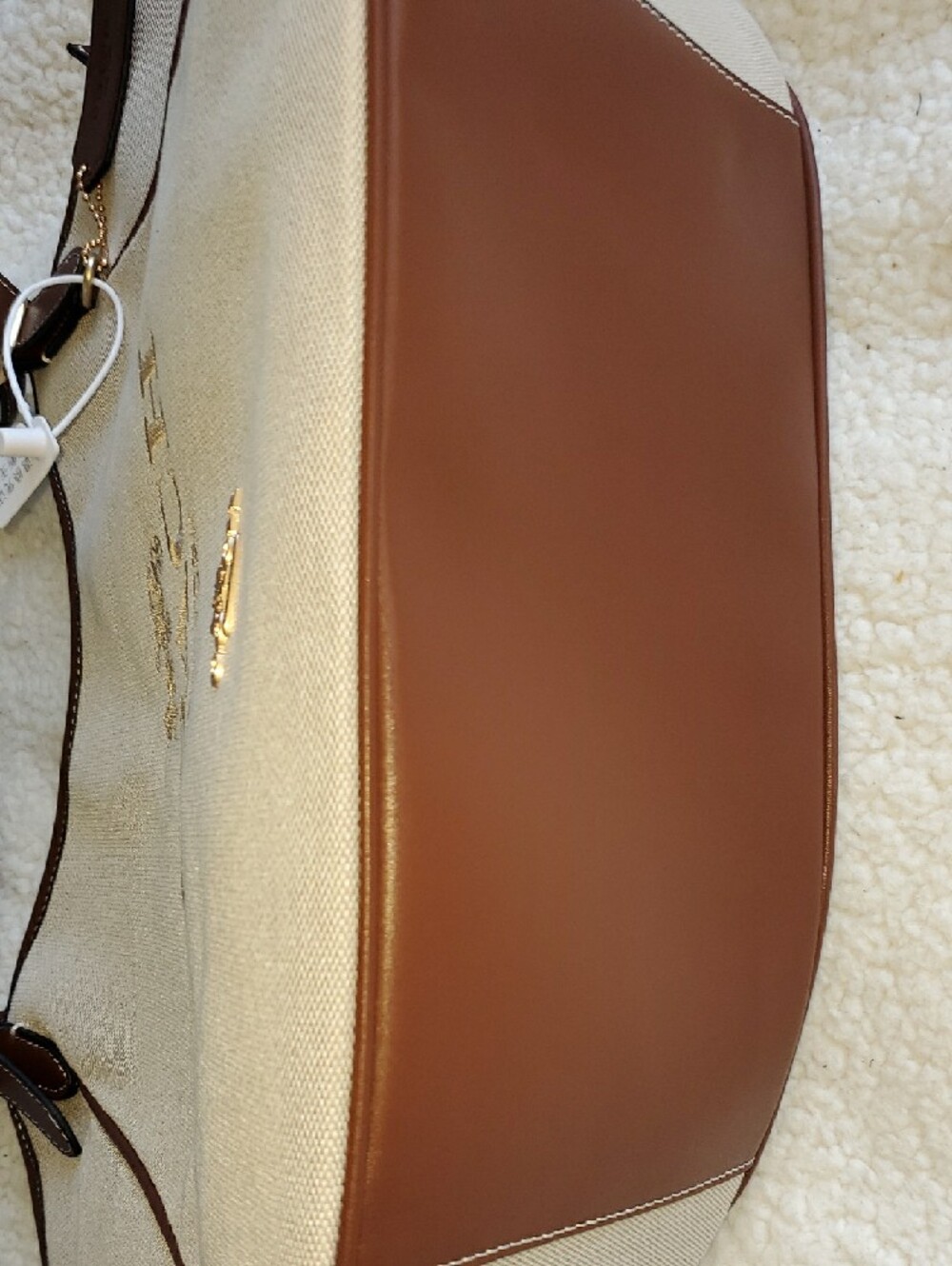 Coach Beige Canvas Tote with Brown Trim and Gold Hardware - Picture 10 of 12